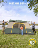 FanttikOutdoor Zeta C10 Pro Camping Tent 10 Person Instant Cabin Tent Setup in 60 Seconds with Rainfly & Windproof Portable with Carry Bag for Family Camping & Hiking, Upgraded Ventilation, Green