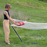 Sunnydaze Rope Hammock with Stand for Outside- 275-Pound Capacity - Includes 12-Foot Hammock Stand, Spreader Bar, Pad, and Pillow - Green Stripe