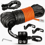 Aomifunny Synthetic Winch Rope,1/4" x 50 ft 10000Lbs Winch Rope Line, Synthetic Winch Cable with Protective Sleeve+Winch Hook for Offroad Vehicle ATV UTV SUV (Black)