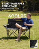 FanttikOutdoor Zeta L11 Duo Pro Double Camping Chair, 2 Person Portable Folding Couch, High Strength Loveseat with Cup Holder & Carry Bag for Travel, Games, BBQ, Backyard, Support up to 600 lbs, Black