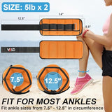 VBSD Adjustable Ankle Weights for Men Women, 10lb 1 Pair Leg Weight Straps, Weighted Ankle Weights Set, 1-5 lbs Each Ankle, 1 Pair 2-10 lbs, Orange