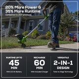 Greenworks 24V 12" Cordless String Trimmer/Edger (Gen 2), 2.0Ah Battery and Charger Included