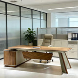 LSIGHTUS Minimalist Style L Shaped Executive Office Desk with Cabinet