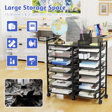 Simple Trending Rolling File Storage Cart, 15-Tier Metal Desk File Organizer with 14 Mesh Sliding Trays