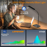 LEPOWER Desk Lamp, 800LM LED for Home Office, 12W Reading for Desk, Eye-Caring Light, Touch Table Gooseneck Lamp, Study (Black)