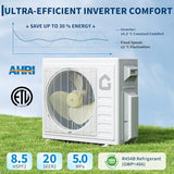 28000 BTU 2 Zone Mini Split Heat Pump, 20 SEER2 9000+12000 BTU Ductless AC with WiFi, Alexa App Control for Bedroom Living Room Garage Office