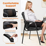 PU Leather Big and Tall No Wheels Executive Office Chair with Padded Arms for Reception Conference Room Lobby