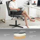 EYYTHUNG Home Desk Chair No Wheels with Arms Crossleg Stationary