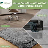 Tempered Glass Chair Mat, Heavy Duty Glass Office Floor Mat for Carpets and Wooden Floor