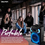 Dolphin SP-3112RBT High Powered Portable Bluetooth Speaker – 12-Inch Woofer, TWS, X-BASS, UHF Microphone, Dynamic LED Lights, Long Lasting Battery