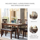 Signature Design by Ashley Bennox Dining Room Table and Chairs with Bench (Set of 6), Brown
