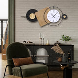 Anmotpe 37.7X21Inch Large Modern Wall Clock Geometric Dial-Solid Wood Metal Frame Silent Non Ticking Wall Clocks for Living Room, Bedroom Decoration, Contemporary Home Wall Decor Gift Idea