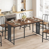 Dining Table for 6-8, 63" Large Kitchen Table, Industrial Dining Room Table, Wooden Rectangular Table with Adjustable Feet