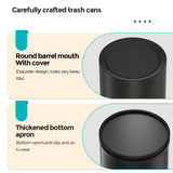 YOJIA 3.1Gallon/12L Metal Bathroom Trash Can with Lid, Black