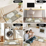Kitchen Mats for Floor 2PCS Cushioned Anti Fatigue Kitchen Mats Waterproof Non Slip Kitchen Mat Rug Set Comfort Foam Standing Mat for Sink, Laundry, Office,17.3" x 28" + 17.3" x 47", Brown White