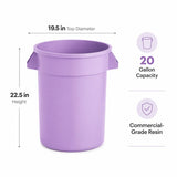 Getzi 6 Pack 20 Gallon Purple Round Commercial Trash Can