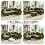 107.8" Modular Sectional Sleeper Sofa with Pull Out Bed, U Shaped 7 Seat Couch with 221L Storage