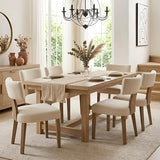 HNY Mid Century Modern Dining Chairs Set of 6, Upholstered Linen Kitchen & Dining Room Chairs with Ergonomic Curved Backrest