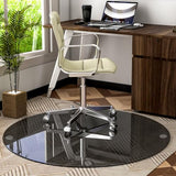 Round Tempered Glass Chair Mat for Carpet & Hardwood, Heavy-Duty Glass Floor Mat for Office Chair