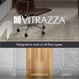 Vitrazza Glass Office Chair Mat 45x53, Chiaro, for Carpet & Hard Floors