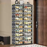 wesimple 40 Pairs Portable Shoe Storage Cabinent of 3-Step Fast Installation,Plastic Shoe Box with Magnetic Clear Door for Entryway, Enclosed Shoe Rack for Sneaker, Heels etc.. (2Row, 10Tier)