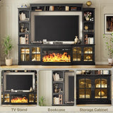 OneBlis 98" Wall Unit TV Stand with 36" Electric Fireplace