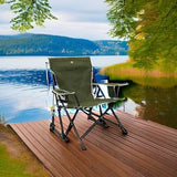 GCI Outdoor Kickback Rocker Camping Chair | Portable Folding Rocking Chair with Durable Armrests, Drink Holder & Relaxed Lowered Seat for Comfort — Loden Green