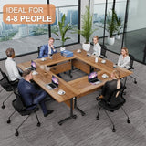 Modern Conference Table,4PCS Folding Conference Table with 360°Mobile Wheels,Office Conference Room Table for 4-6 Person