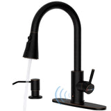 Touchless Kitchen Faucet with Pull-Down Sprayer, Kitchen Sink Faucet Stainless Steel Faucets with Soap Dispensor, Single Handle Hands-Free Sensor Suitable for 1 to 4 Hole Sink