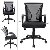 Furmax Office Chair Ergonomic Computer Desk Mesh Chair Mid Back Swivel Lumbar Support with Armrest (1, Black)