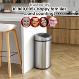 13 Gallon Oval Sensor Trash Can with Odor Filter, 50 Liter Automatic Kitchen Garbage Bin