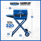 King-Griller Gambler Portable Charcoal Grill in Black Char-Griller
