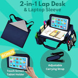 Travel Lap Desk, Travel Tray, Portable Lapdesk for Car, Remote Work, Road Trips, School, Laptop Pad with Storage Pocket