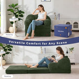 MAXYOYO Folding Sofa Bed, Convertible Floor Sofa Couch, Dark Green, Single