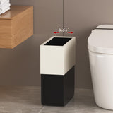 LEASYLIFE 2.1gallon Narrow-Slit Bathroom Trash Can，White&Black