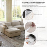 Modular Sectional Sofa Couches for Living Room,160inch Linen Cloud Couch with Storage Ottoman
