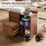KungFuWood 6 Drawer Mobile File Cabinet, Wooden File cabinets Solid Wood Filing Cabinet with wheelsfor Home Office