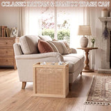 SiliFine 2 Pack Wicker Waste Basket Farmhouse Rattan Garbage Can Wood Trash Bin
