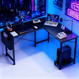 OLIXIS L Shaped Desk, 50-Inch Office Computer Gaming Desks Corner PC Table with Side Bag and Reversible Shelf