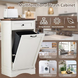 13 Gallons Tilt Out Trash Cabinet Freestanding Kitchen Trash Bin Cabinet Wood