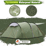 Chihee Camping Tents Tunnel Tent 4 Person Family Tents with 2 Doors Extra Large Weatherproof Shelter 4 Seasons Tents with Screened Porch Room Awning Include Rainfly Carry Bag Travelling Outdoor Hiking