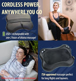 Zyllion Shiatsu Back and Neck Massager with Heat - Cordless Rechargeable 3D Electric Kneading Deep Tissue Massage Pillow with 2 Speeds for Muscle Pain Relief, Black, ZMA-34RB