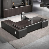 Modern L Shape Executive Desk with Lateral Cabinet Business Home Office Desks