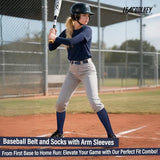 LEACOOLKEY Baseball Belt and Socks Softball Belt Socks Combo Set for Youth Boys Girls Navy Blue
