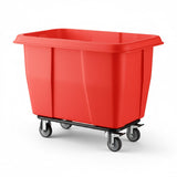 8 Cubic Foot 500 lb. Trash Cube Truck, Red Commercial Laundry Cart
