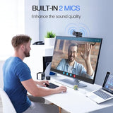 1080P Webcam with Microphone, C960 Web Cam, 2 Mics, 90° FOV, USB Type-A & A-to-C Adapter, Plug&Play Computer Camera for Online Calling