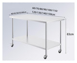 MXL&LJB Stainless Steel Cart Work Table - Heavy Duty Rolling Food Prep Metal Utility On Wheels Caster, Grill Stand Microwave Outdoor Kitchen Tables Countertop(90x55x83cm)