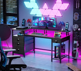 Furologee 60" Black Computer Desk with 4 Drawers and Printer Space