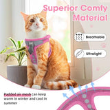 NCMAMA Cat Harness and Leash Set for Walking Escape Proof, Soft Adjustable Kitten Harness Breathable Mesh with Reflective Strips Harness for Kitty Puppy Bunny(Pink,XS)