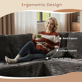 Modular Sectional Sofa No Assembly,165X110 Inch Plush Corduroy Large U Shaped Floor Couch Set with Deep Seat Chaise